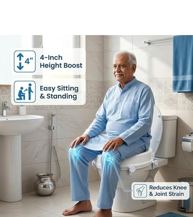 4-inch Medical Raised Toilet Seat with Tight Cover - Durable Plastic Toilet Lifter for Safety and Mobility Support for the Elderly and Disabled (White) - Image 5