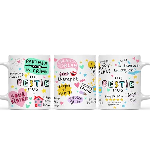 Gossby Bestie Coffee Mug Best Friend Gift For Women Friendship Gift for Female Friend Friendship Gifts For Women Birthday Gifts For Close Female Friends 11oz White Ceramic Cup - Image 3