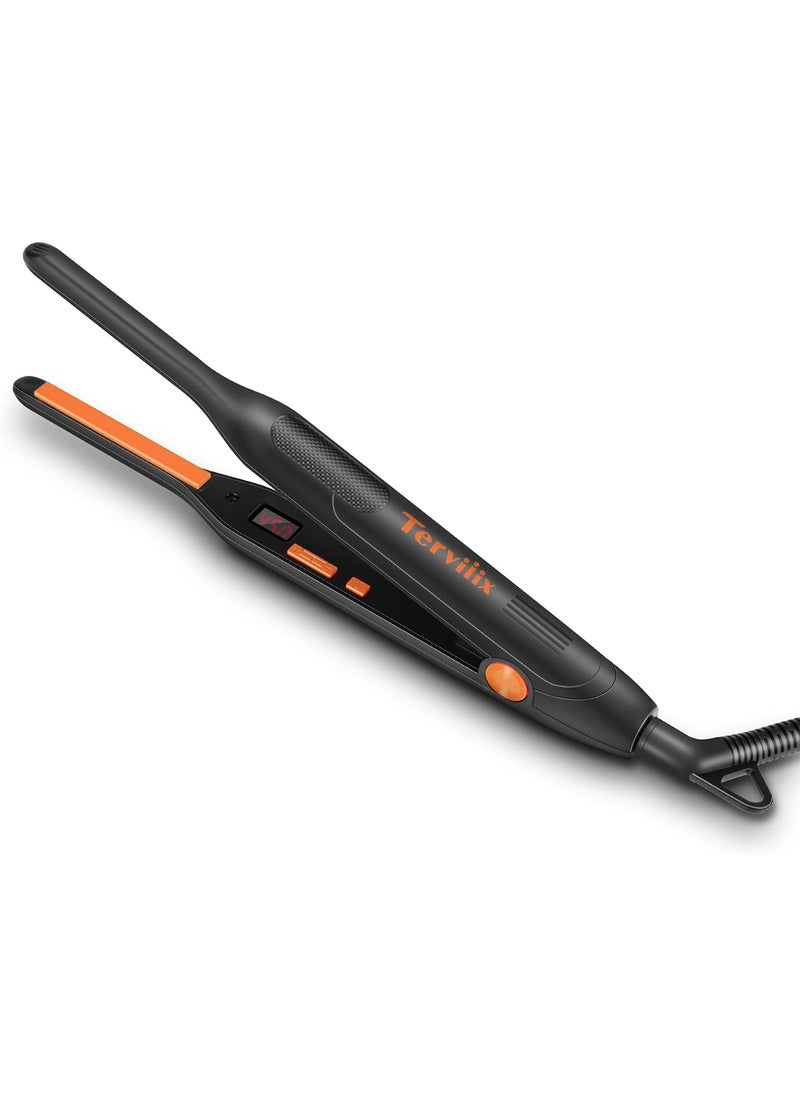 Terviiix Terviiix Small Flat Iron for Short Hair Temperature Adjustable Pencil Flat Iron Fast Heat Up 310 Inch Beard Straightening Iron Dual Voltage with Tourmaline Ceramic Plates Auto Shut Off 