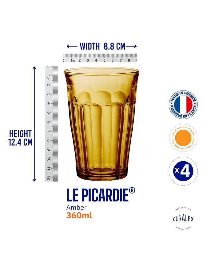 Duralex® France Picardie Amber Long Glass, 360ml Set of 4 Tumblers | Durable, 3X Stronger, Dishwasher-Safe, Microwave-Safe | Highball Tumbler | Ultra-Scratch Resistant - Image 5