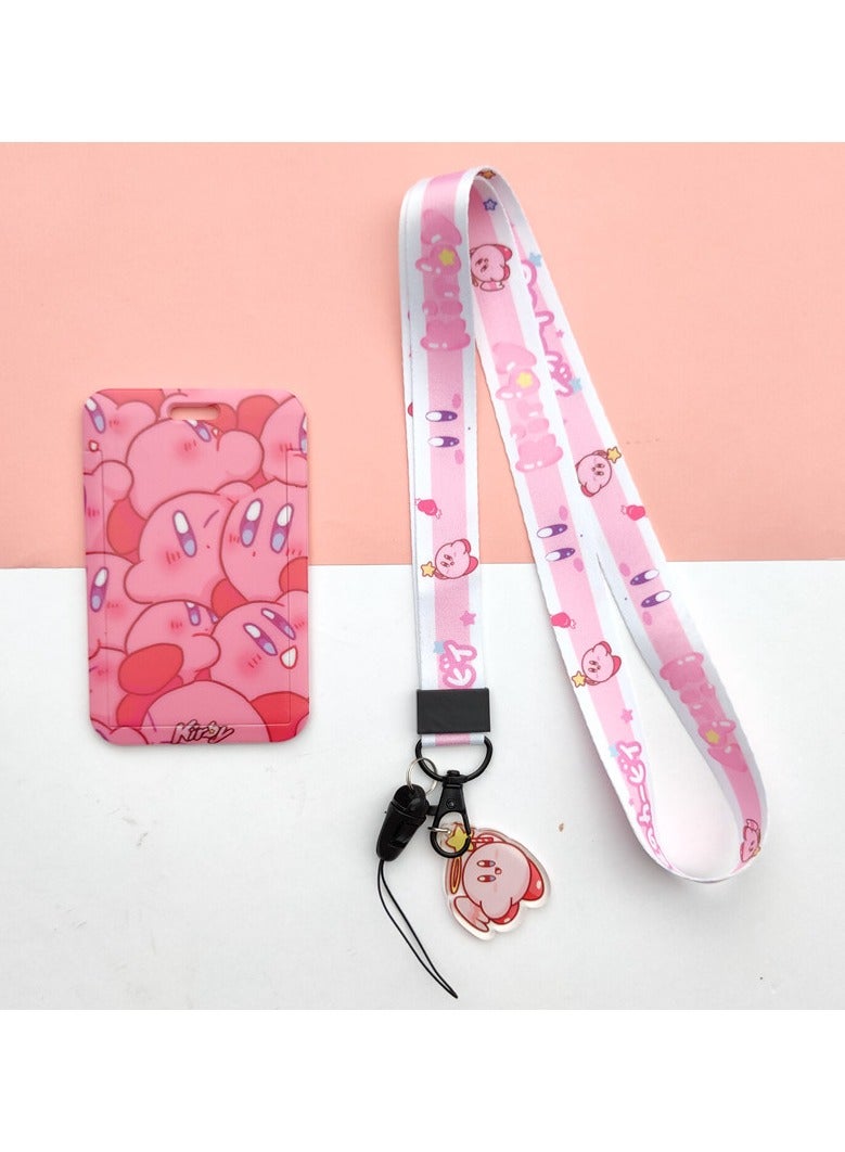 Kirby Cartoon Design Lanyard ID Card Holder - Image 1