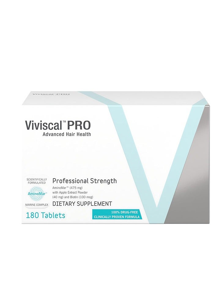 Viviscal PRO Advanced Hair Health Professional Strength Scientifically Formulated with Marine Collagen & Apple Extract, Vitamins & Amino Acid - 180 Count - Image 1