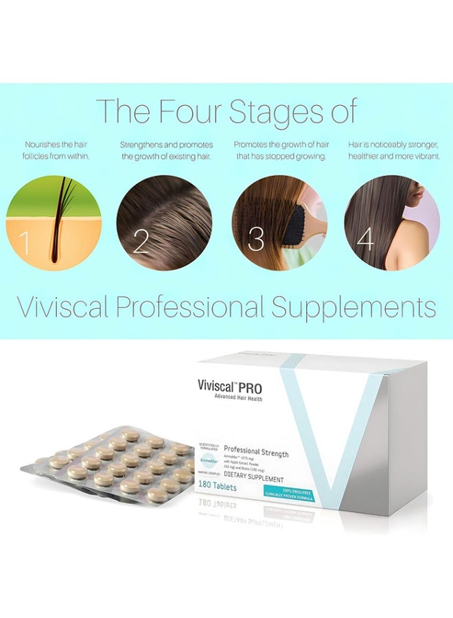 Viviscal PRO Advanced Hair Health Professional Strength Scientifically Formulated with Marine Collagen & Apple Extract, Vitamins & Amino Acid - 180 Count - Image 3