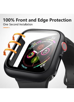 Mugust 3 Pack Case for Apple Watch SE 44mm Series 6 5 4 Hard PC Case with Tempered Glass Screen Protector Waterproof Anti-Scratch Ultra-Thin Protective Cover for iWatch 44mm (Black)  - Image 2