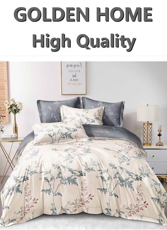 GOLDEN HOME 6 Piece King/Queen/Single size, striped pattern duvet cover set. set includes 1 Comforter Cover, 1 Fitted Bedsheet, 4 Pillowcases  - Image 1