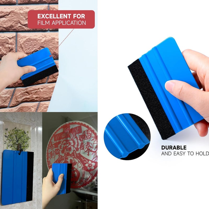 FOSHIO Pro Plus Car Vinyl Film Wrapping Application Full Set Kit include 4 Inch card Film Squeegees, Snitty Cutters, Razor Scrapers, Tweezers, Art Knife, Gloves, Magnet Graphic Vinyl Holders - Image 5