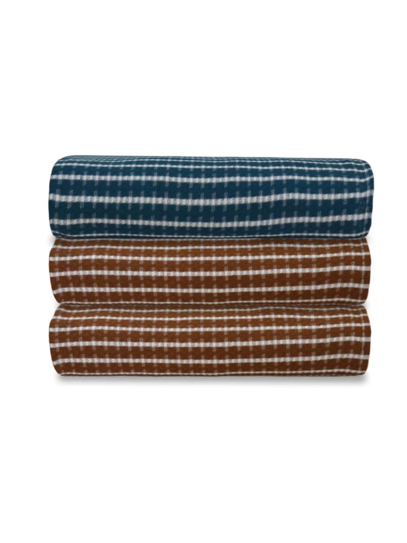 Athom Living Premium Bath Towel 75 x 150 cm Pack of 3 Waffle Towel,Ultra Absorbent, Quick Dry, and Durable - Ideal for Spa, Gym, and Everyday Use Cotton Towel, Multi Color - Image 1