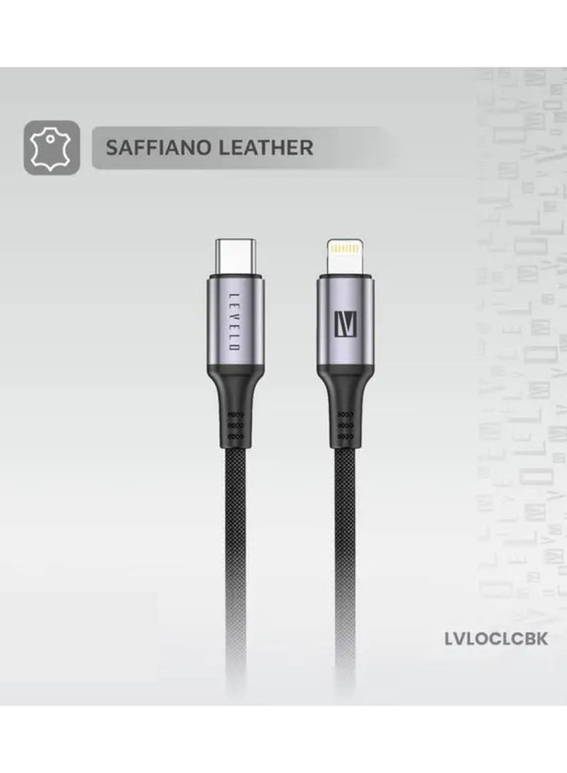 ليفيلو كابل Otto USB-C إلى Lightning 30W من الجلد، غير متشابك، شحن سريع، مقاوم للحرارة، طول الكابل 1.2 متر - أسود - Image 5