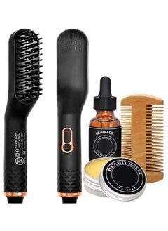 Y&D 5 in 1 Beard Straightener for Men, DMG Straightening Comb with Balm, 3 Adjustable Temperature, 360° Rotating Power Cord, Ceramic Electric Comb, Original Men's Gift Sets  - Image 1