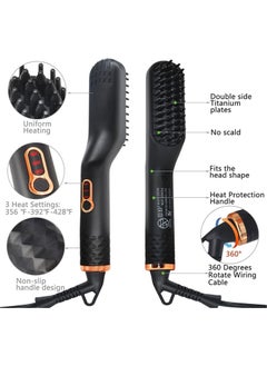 Y&D 5 in 1 Beard Straightener for Men, DMG Straightening Comb with Balm, 3 Adjustable Temperature, 360° Rotating Power Cord, Ceramic Electric Comb, Original Men's Gift Sets  - Image 3