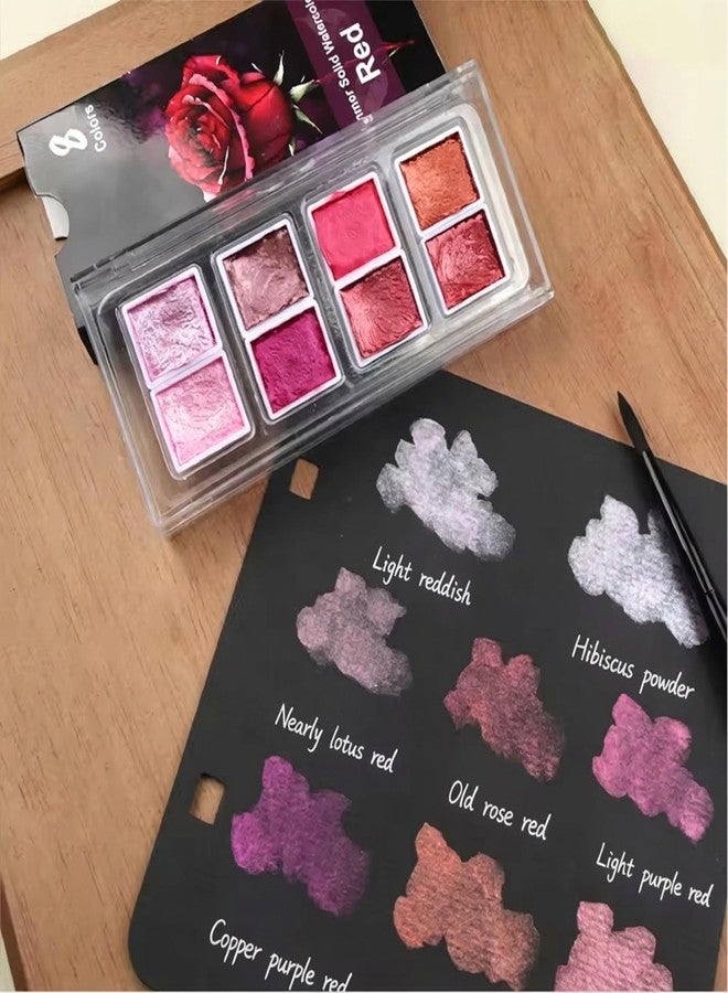 The Crafthives Shimmer Watercolor Set Red Magic 8 Metallic Pearlescent Solid Colors for Painting Calligraphy Journaling Illustration DIY Crafts Artists and Kids - Image 3