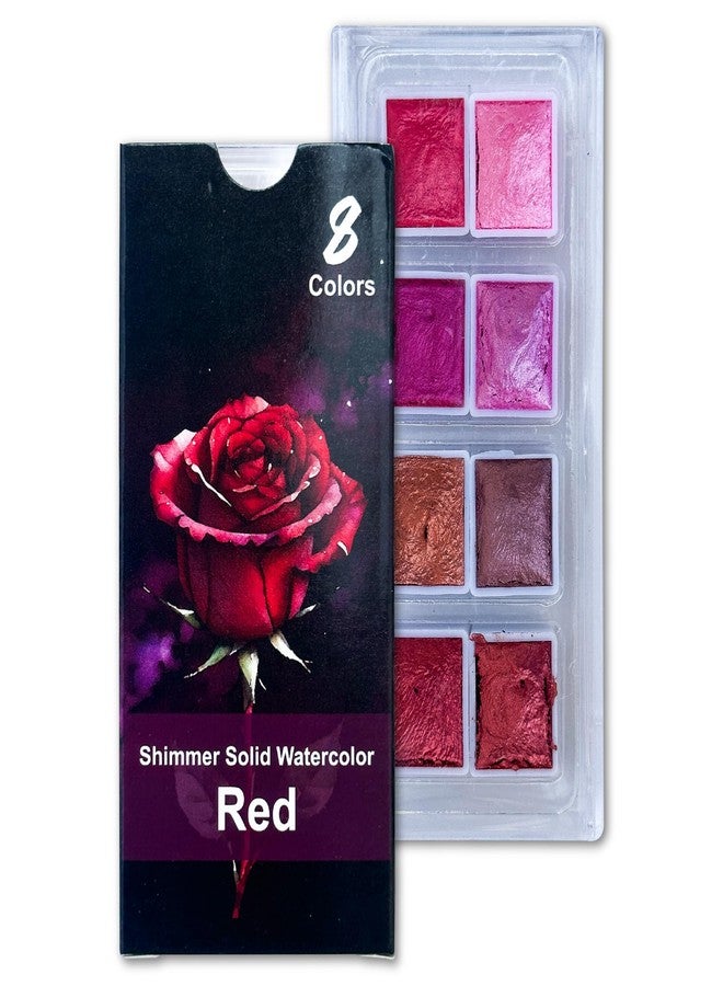 The Crafthives Shimmer Watercolor Set Red Magic 8 Metallic Pearlescent Solid Colors for Painting Calligraphy Journaling Illustration DIY Crafts Artists and Kids - Image 1