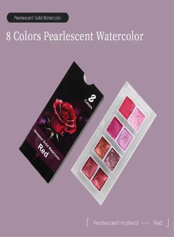The Crafthives Shimmer Watercolor Set Red Magic 8 Metallic Pearlescent Solid Colors for Painting Calligraphy Journaling Illustration DIY Crafts Artists and Kids - Image 4