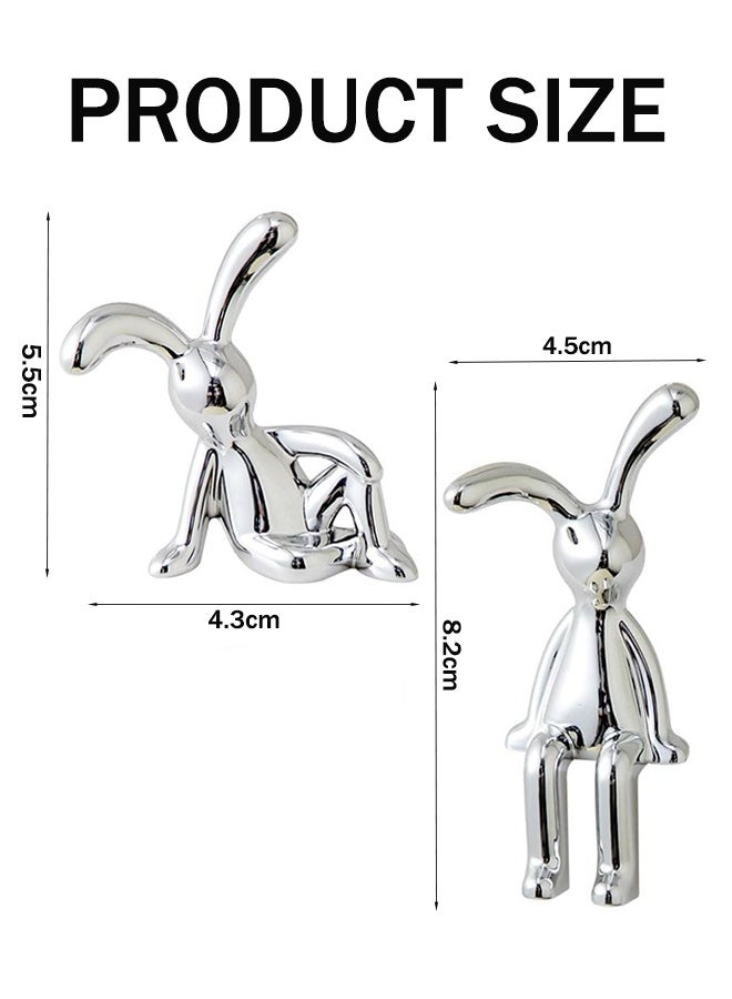 Set of 2 Rabbit Car Ornaments Light Luxury Ornaments Cute Car Interiors Car Decorations Creative Car Centre Console Jewelry - Image 2