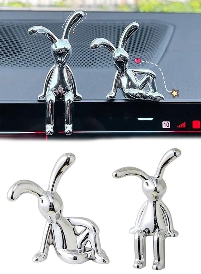 Set of 2 Rabbit Car Ornaments Light Luxury Ornaments Cute Car Interiors Car Decorations Creative Car Centre Console Jewelry - Image 1