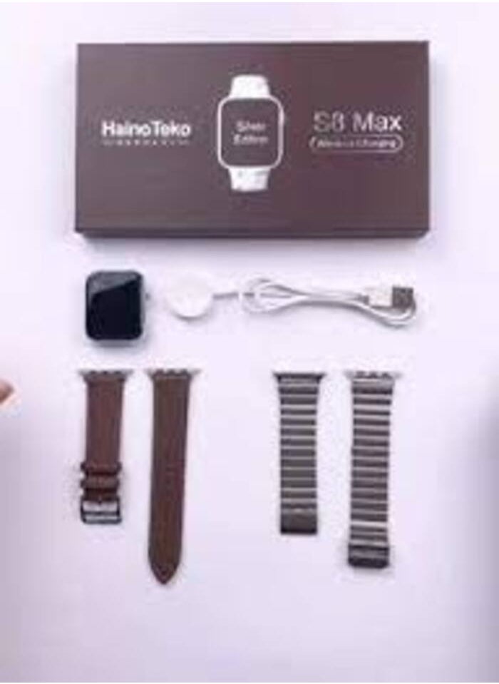 Haino Teko S8 MAX Smart Watch with Two Stainless Steel and Brown Leather Straps Wireless Charger for Men and Women - pzsku/Z892200767BDB4DA17DC2Z/45/_/1729030607/ca27b628-5dd1-4722-8b86-7cd5f893b886