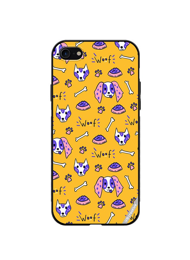VR CREATIVE Protective Case Cover For Apple iPhone SE (2022) Dogs Funny Doodle Seamless Pattern Design Multicolour - Image 1