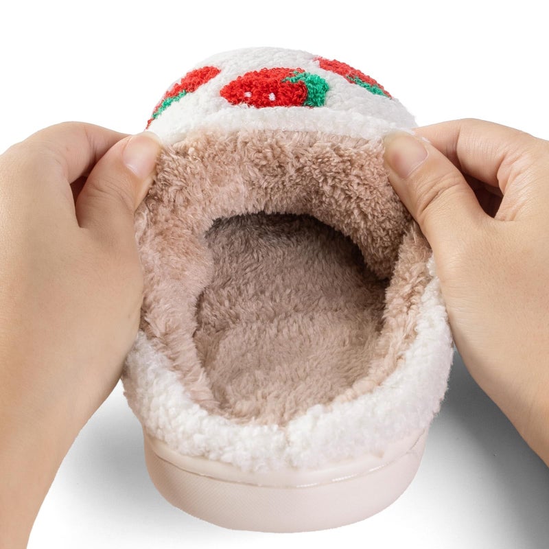Tellrain Women Slippers Cute Pattern Big Heart Mushroom Warm Soft Bedroom Shoes Fuzzy Closed Toe Sandals Non Slip House Bedroom Slippers - Image 2