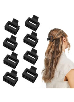 cobinaan Claw Hair Clips for Women and Girls 2 Matte Rectangle Clips for Thin or Thick Hair Nonslip Hair Jaw Clips 8pcs Black 