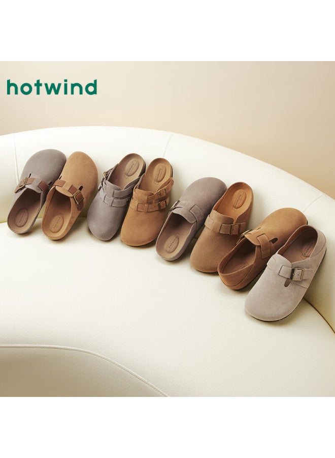 Hotwind Retro Birkenstock Style Men's Shoes Autumn New Comfortable Closed-toe Cork Slippers - Image 1