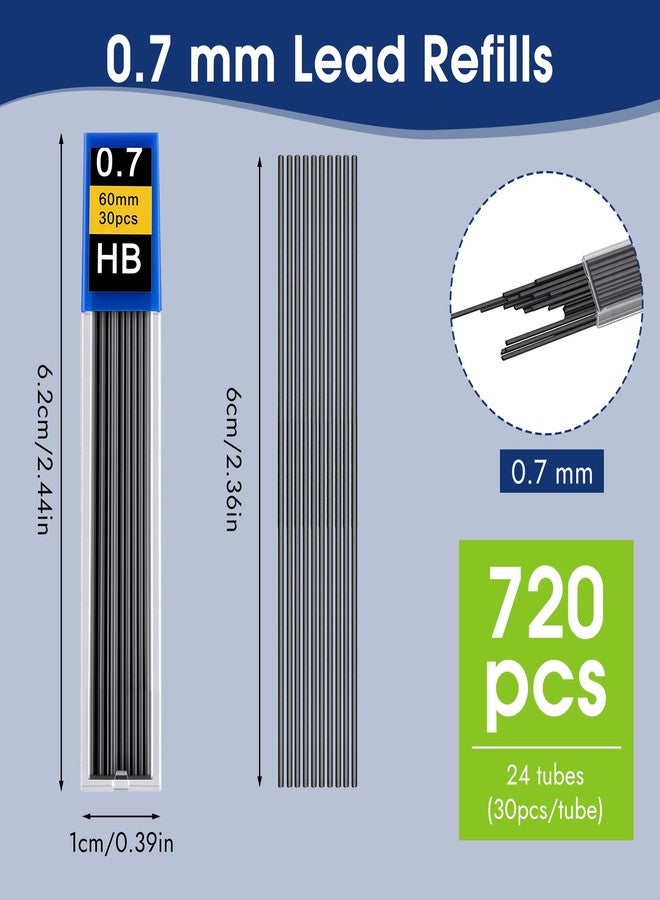 Opvixi 720 pcs 0.7 mm Lead Refills, Mechanical Pencil Lead HB, Break Resistant Pencil Refills, Black, 24 Tubes, 30 Pieces per Tube - Image 2