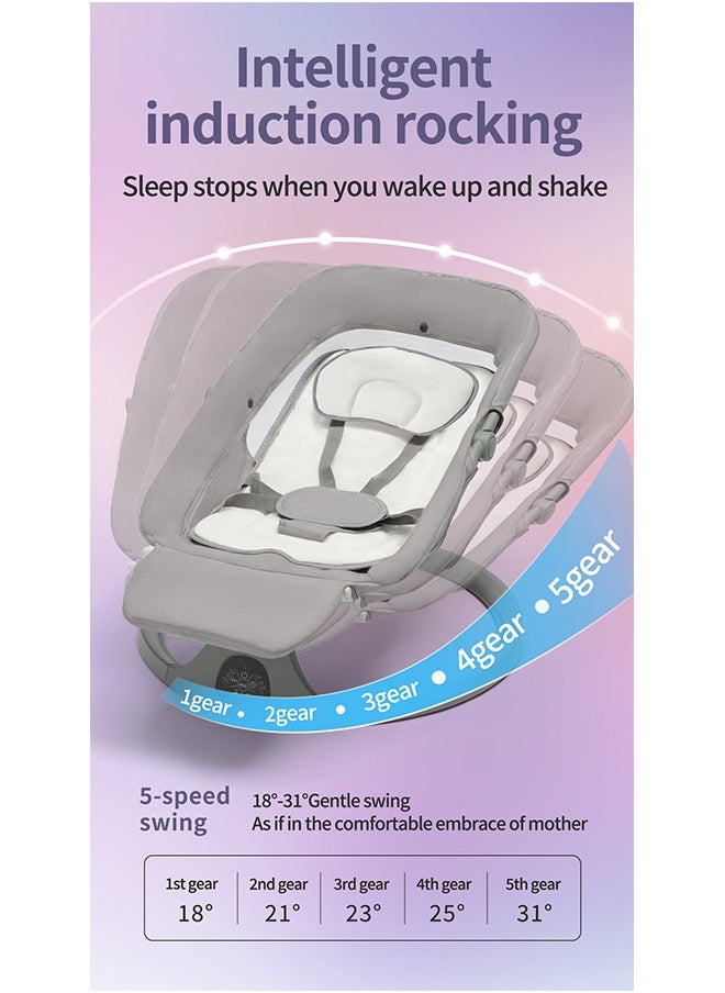 XiuWoo Multi-Functional Baby Swing Bassinet With Remote Control And Toys Electric Baby Rocking Chair Remote Control Swing With 5 Speeds, Footrest, Music Playing, Mosquito Net, Sunshade And Hanging Toys For Entertainment  - Image 4