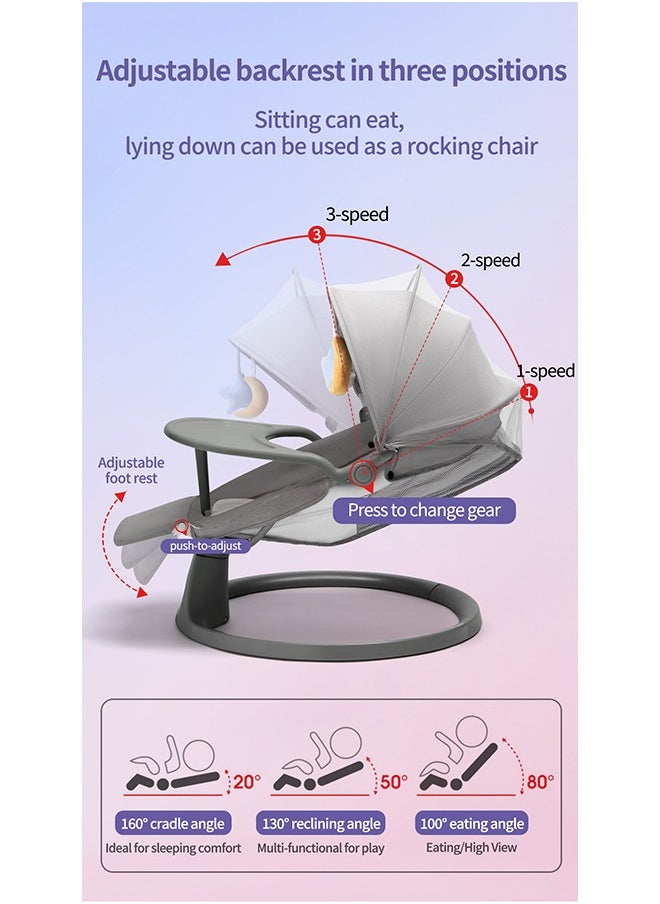 XiuWoo Multi-Functional Baby Swing Bassinet With Remote Control And Toys Electric Baby Rocking Chair Remote Control Swing With 5 Speeds, Footrest, Music Playing, Mosquito Net, Sunshade And Hanging Toys For Entertainment  - Image 5