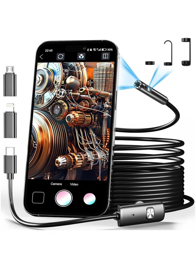 inskam Dual Lens Endoscope Camera with Light-Borescope Inspection Camera with 8+1 Adjustable LED Lights1980P Endoscope Camera with 16.5ft Semi-Rigid Snake Camera IP68 Waterproof for iPhone iPad Android Phone - Image 1