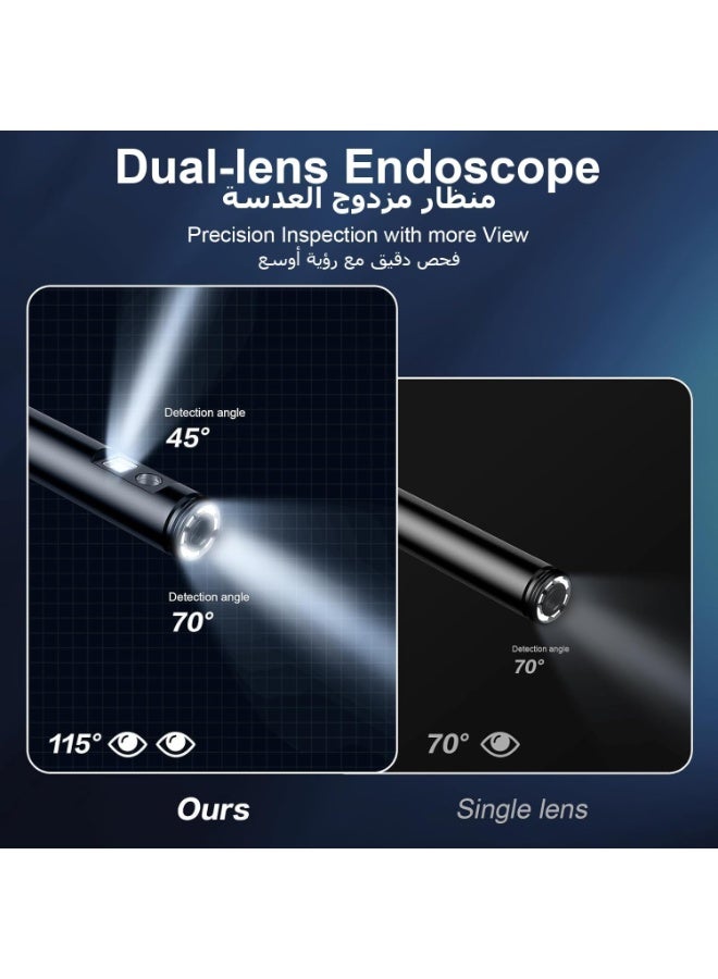 inskam Dual Lens Endoscope Camera with Light-Borescope Inspection Camera with 8+1 Adjustable LED Lights1980P Endoscope Camera with 16.5ft Semi-Rigid Snake Camera IP68 Waterproof for iPhone iPad Android Phone - Image 3