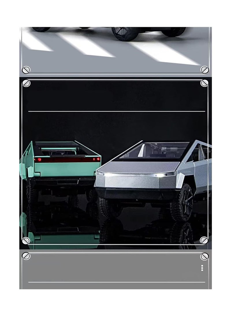 1:32 Sound And Light Tesla Pickup Truck Trailer Alloy Car Model Die-cast Metal Off-road Vehicle Truck Model  - Image 2