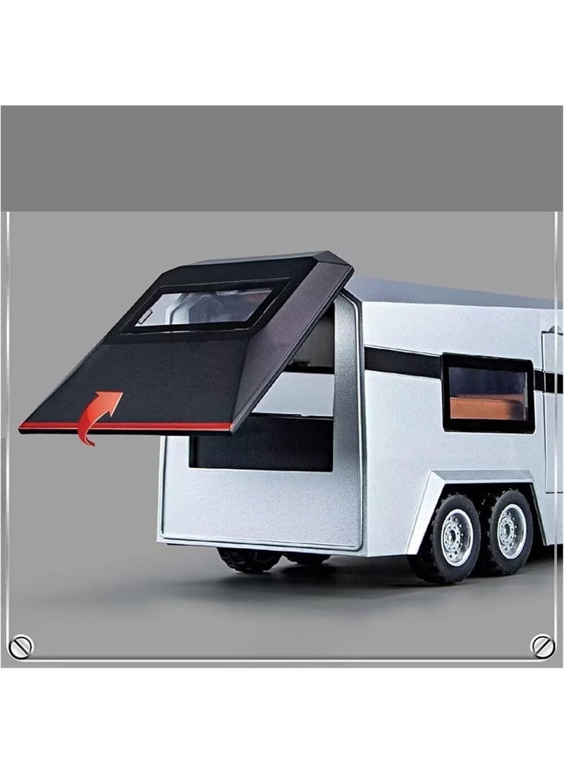1:32 Sound And Light Tesla Pickup Truck Trailer Alloy Car Model Die-cast Metal Off-road Vehicle Truck Model  - Image 5