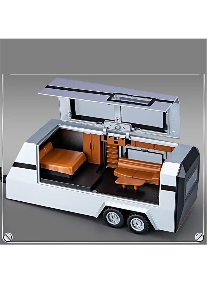 1:32 Sound And Light Tesla Pickup Truck Trailer Alloy Car Model Die-cast Metal Off-road Vehicle Truck Model  - Image 3