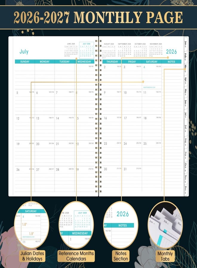Indeme مخطط شهري 2026-2027 - 18 مخطط/تقويم شهري 2026-2027، من يوليو 2026 إلى ديسمبر 2027، 9 × 11 بوصة، فواصل للأشهر، جيوب مزدوجة الجوانب، ربط بسلك مزدوج، صفحات للعطلات والملاحظات، تواريخ جوليان - Image 2