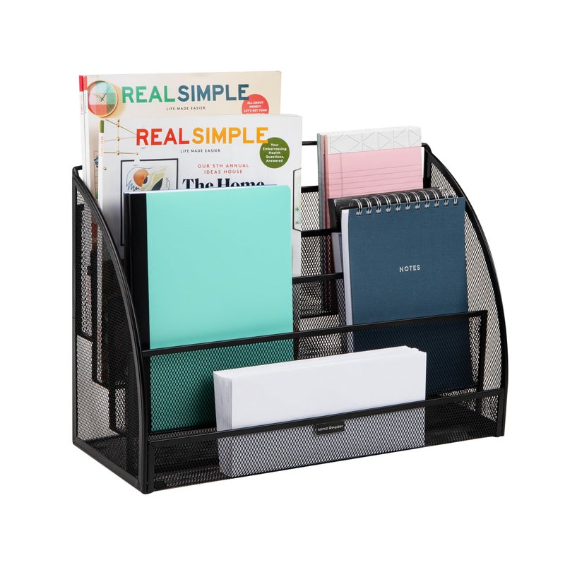 Mind Reader 4-Tier Mail Sorter, Desktop Organizer, File Storage, Magazine, Office, Metal Mesh, 17.75"L x 7"W x 12.25"H, Black - Image 5