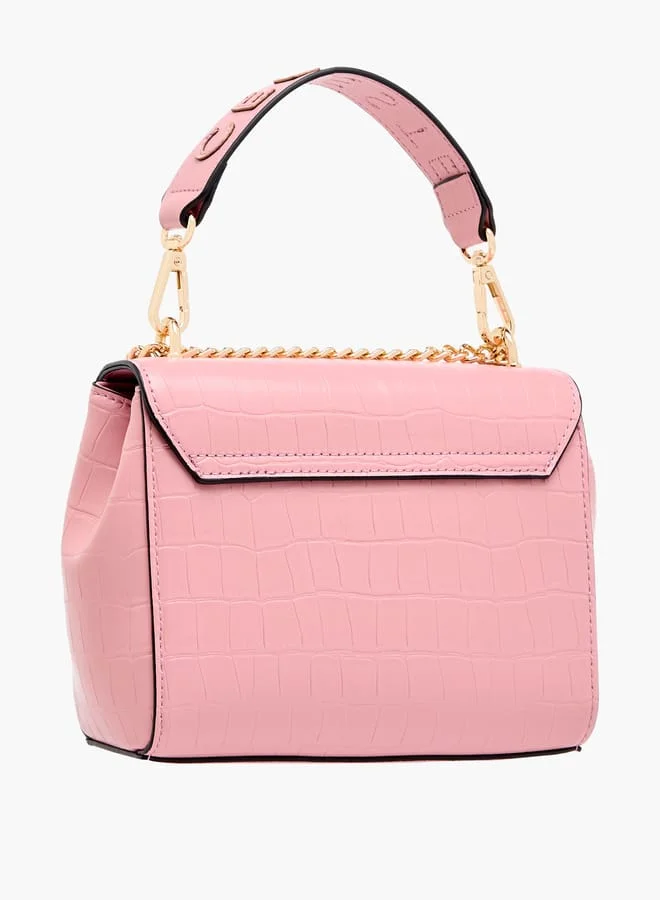 Celeste Womens Croco Textured Satchel Bag