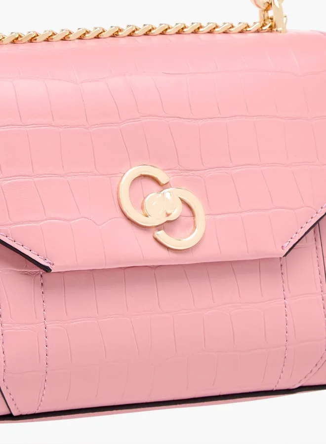 Celeste Womens Croco Textured Satchel Bag