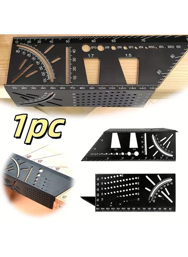 1pc Multi Functional Woodworking Angle Ruler 3D Positioning Tool Inch Metric Measuring - Image 2