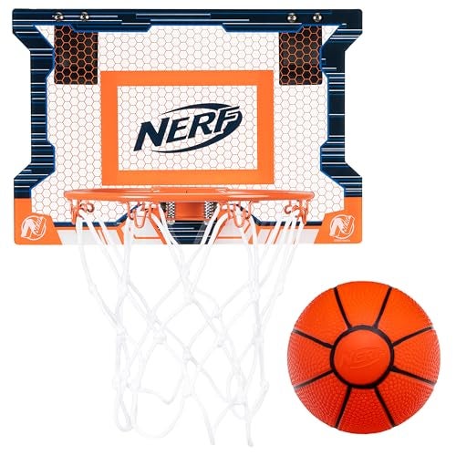 NERF Over the Door Mini Basketball Hoop Set Pro Hoop Mini Basket Set with NERF Foam Basketball Steel Rim Great for Dunking Perfect Bedroom Office Accessory - Image 1