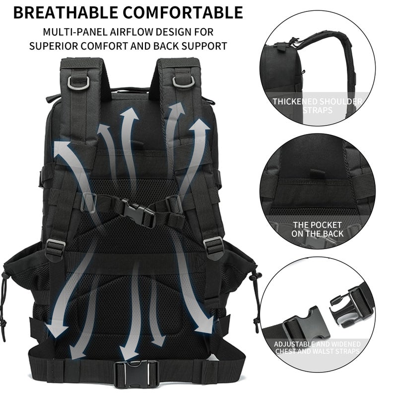 W WINTMING Military Tactical Backpack 45L/25L 3 Day Assault Pack Molle Daypack Hiking Backpack for Men and Women - Image 3