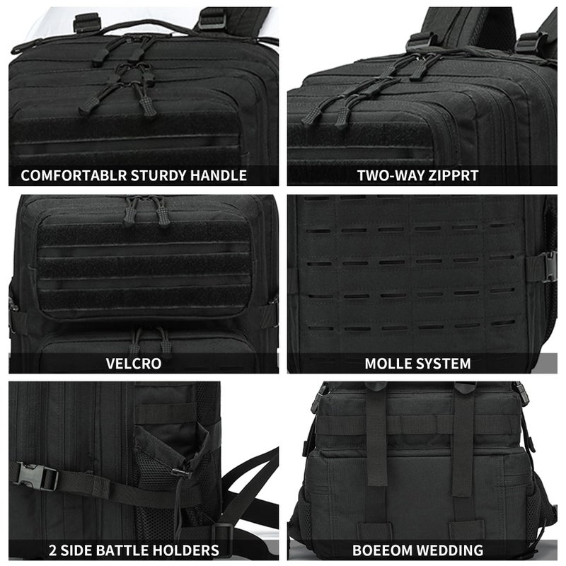 W WINTMING Military Tactical Backpack 45L/25L 3 Day Assault Pack Molle Daypack Hiking Backpack for Men and Women - Image 4