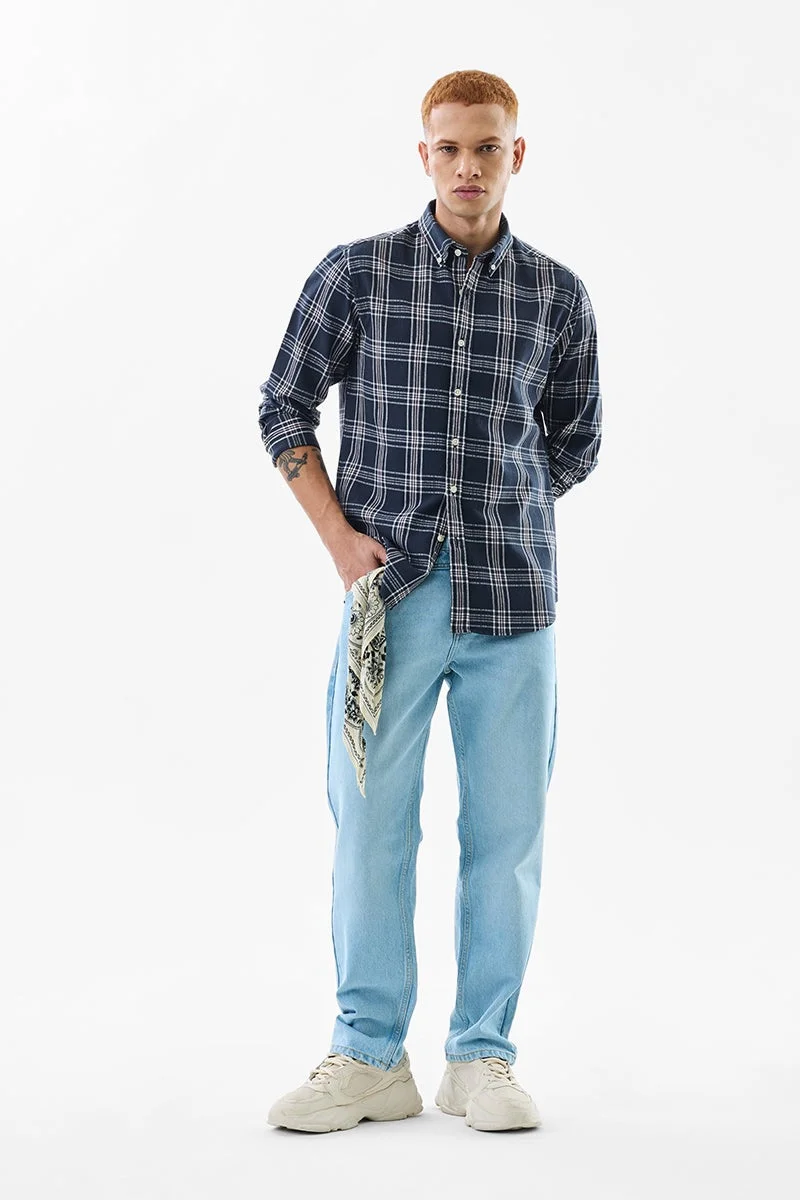 SNITCH Regular Fit Checks Navy Shirt