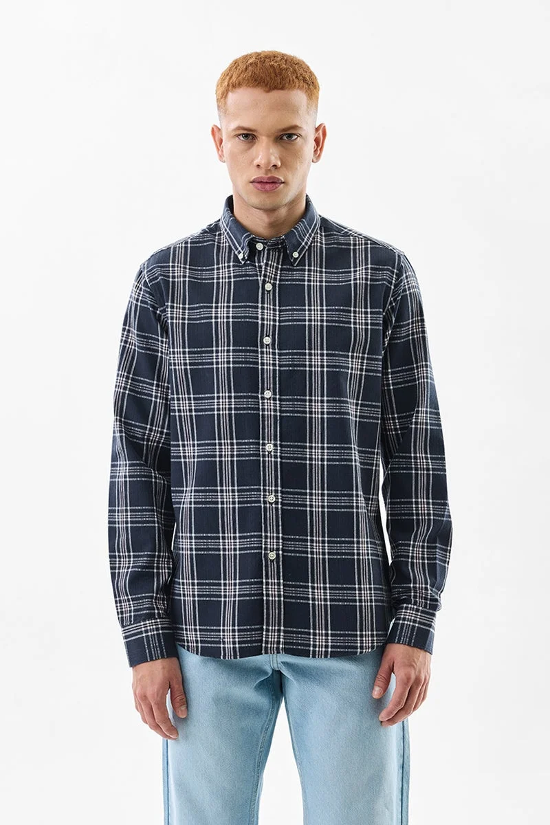 SNITCH Regular Fit Checks Navy Shirt