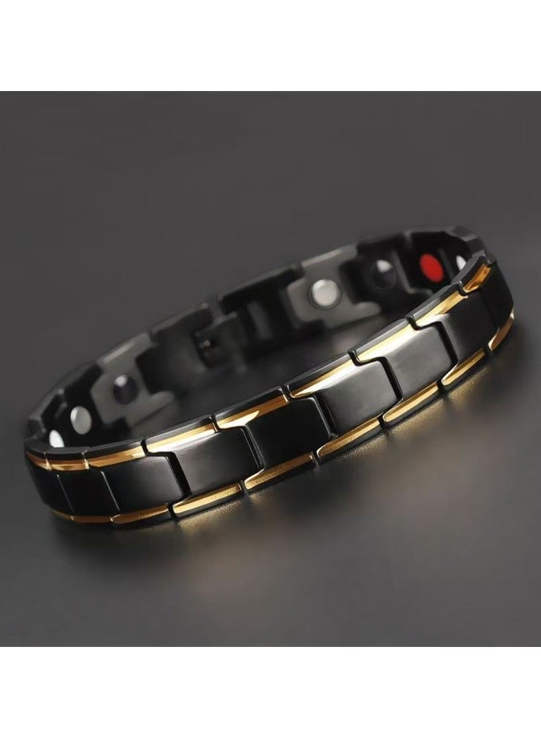 Men's Magnetic Bracelet，Magnetic Bracelets Classic Balck Titanium Steel Bracelet - Image 2
