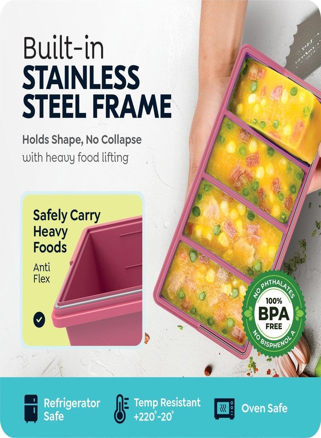 CyhHave 1 cup Silicone Freezer Trays with Lids, Soup Container Style Ice Cube Trays, Easily prepare portioned meals, Ideal for storing soups, pasta, sauces, and leftovers; dishwasher oven safe - 2-pack - Image 3