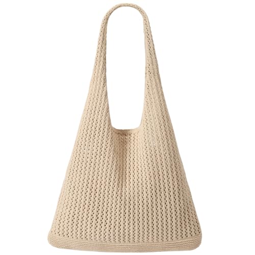EIMMBD Crochet Bags for Women Beach Totes Bags Aesthetic Summer Tote Shoulder Hippie Bag Knit Bag(Khaki) - Image 1