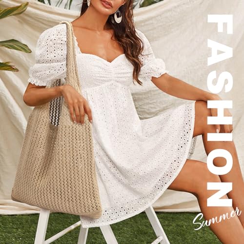 EIMMBD Crochet Bags for Women Beach Totes Bags Aesthetic Summer Tote Shoulder Hippie Bag Knit Bag(Khaki) - Image 4