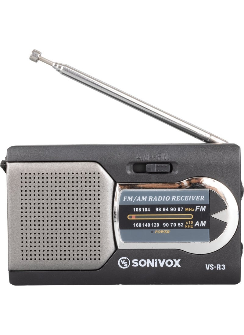 AYT - Sonivox Vs-R3 Black Color Mini Pocket Radio Suitable for Earthquake Bag Fm Radio Kitchen Radio - Image 1