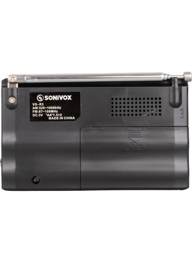 AYT - Sonivox Vs-R3 Black Color Mini Pocket Radio Suitable for Earthquake Bag Fm Radio Kitchen Radio - Image 1