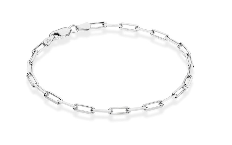 Miabella Solid 925 Sterling Silver Italian 3mm Paperclip Link Chain Bracelet for Women Men, Made in Italy (Length 7.5 Inches) - Image 1