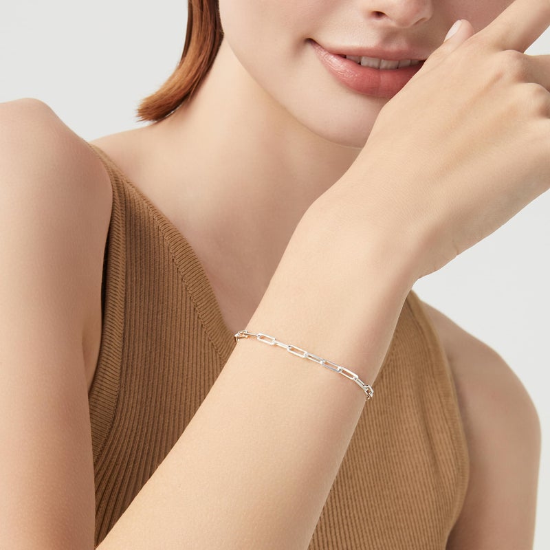 Miabella Solid 925 Sterling Silver Italian 3mm Paperclip Link Chain Bracelet for Women Men, Made in Italy (Length 7.5 Inches) - Image 2
